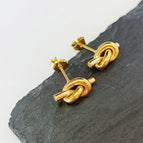 Sd118 Gold Knotted Bends and Hitches Stud Earrings / Titanium Steel