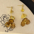 925 Silver Needle-Brown Flower Stud Earrings (Aa2922)-