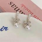 Zircon Butterfly Pearl Stud Earrings