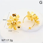 35 * 31mm Flowers / Gold / 1 Pair/Package