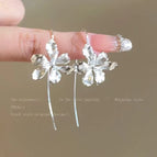 40# Silver Needle-Silver Flower Earrings