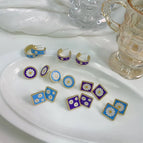 Purple Square Large Flower Ear Clip