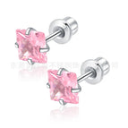 Square Pink Zirconium【A Pair】