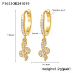 F1652-Golden Snake Earrings Studded with Zircon