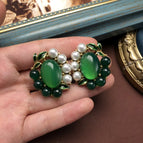 HE1091 Green Agate Earrings