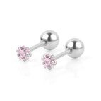 Steel Color Pentagram Pink Zirconium / 0.8*6*3 * 4mm