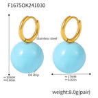 F1675-Gold Light Blue Enamel Earrings