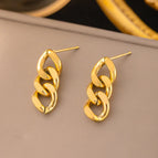 3 [Ag141] Chain Stud Earrings Gold