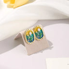 Silver Needle-Oil-Spot Glaze Flowers Earrings (Style 2)