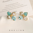 Handmade Crystal Flowers-Blue (Real Gold Plated)