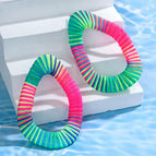 Colorful Irregular Oval Raffia Woven Earrings