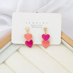 Double Heart Drop Glaze [Rose Red Pink Two Colors]