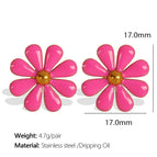 Eh760 Rose Dripping Oil Gold Stud Earrings