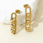 One Size / Gold-Oval Steel Ball Earrings