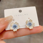Blue Zirconium Oil Drop Petals (14K Real Gold Plating)