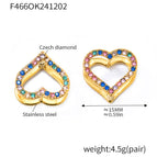 F466-Gold Love Mixed Color Zircon Earrings