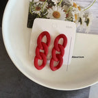 1765--3 Thick Chain Earrings Red