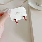 3D Red Bow Earrings