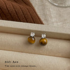 Zircon Tiger Eye Stone-Silver Needle