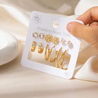 Flower Pearl Zircon Earrings 12-piece Set 1713