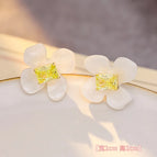 Light Green Zircon Sugar Cube Earrings (S925 Silver Needle) Pair