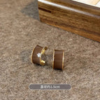 18# Brown Semicircle Stud Earrings