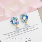 Blue Natural Stone Earrings (14K Gold Plated)