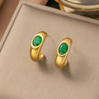 2 [Ag35] C- Shaped Lvzuan Earrings Gold