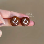 18#Amber Smiley Face Earrings