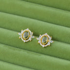 Olive Green Egg Shape Zircon Stud Earrings