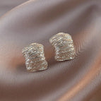 32# Geometric Pleated Square Stud Earrings
