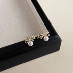 Bow Zircon Pearl-Silver Needle