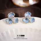 42 # Silver Iris Flower Earrings (Real Gold Plating)