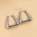 Triangle Hollow Earrings Steel Color