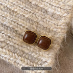Brown All-Match Square Stud Earrings