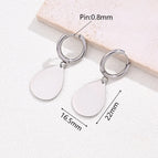22x16.5mm / Light Gold Drop-Shaped Earrings (Steel Color) / 1 Pair/Package