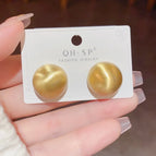 No. 9 Gold Metal Circle Stud Earrings (Real Gold Plating)