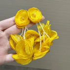 Super fairy yellow beaded flower earrings