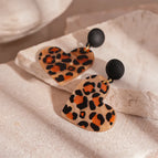 17#Silver Needle-Black Coffee Resin Love Heart Earrings