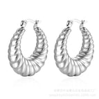 Twill Hollow Earrings Steel MS-001