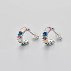 Square Diamond Arc Earrings/White Gold/Colored Diamond / Copper