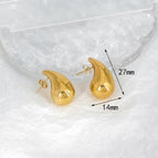 Small Water Drop Hollow Earrings-Gold