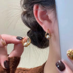 68#Champagne gold pearl earrings