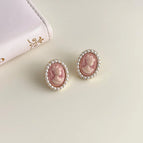 Oval Pink Portrait-Silver Needle