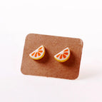 Orange Lemon Half Round Stud Earrings