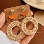 7-Candy Khaki Circle Ear Studs