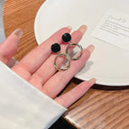 39# Gold-Black Drip round Ring Earrings