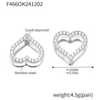 F466-Steel Loving Heart Zircon Earrings