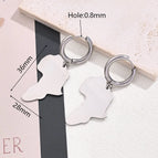 36x28mm / Large Gold Africa Map Earrings (Steel Color) / 1 Pair/Package