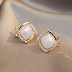 43#Mermaid Princess Square Pearl Mosquito Coil Clip-on Earrings